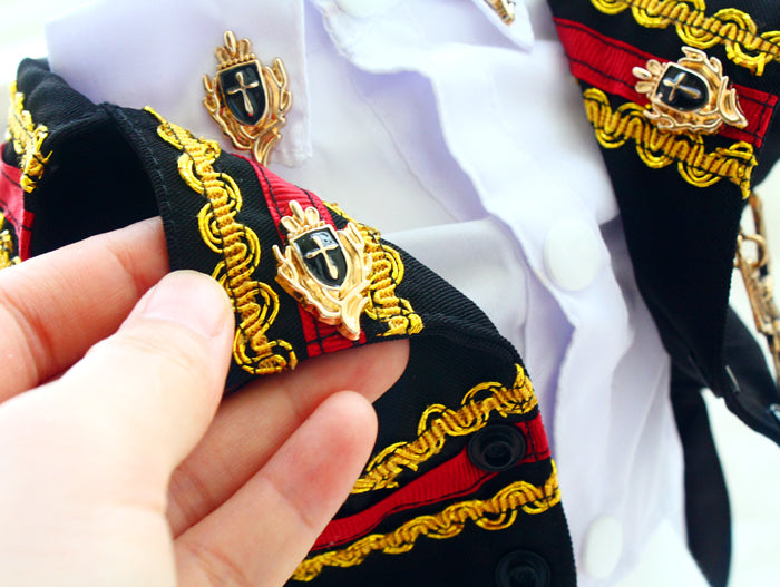 Black and Red Royal Military Dog Suit