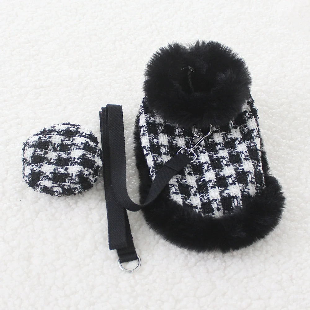 Houndstooth Dog Cape, Hat and Leash Set