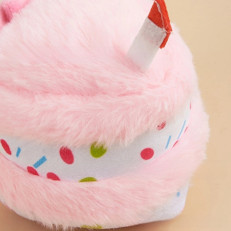 Birthday Cake Plush Squeaky Dog Toy