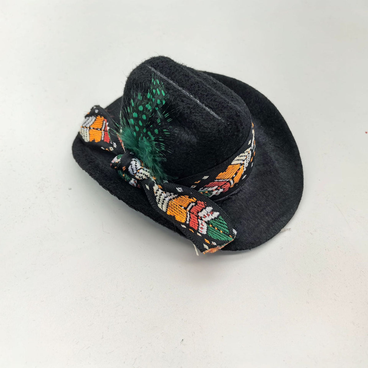 Black Pet Cowboy Hat with Feather Accent
