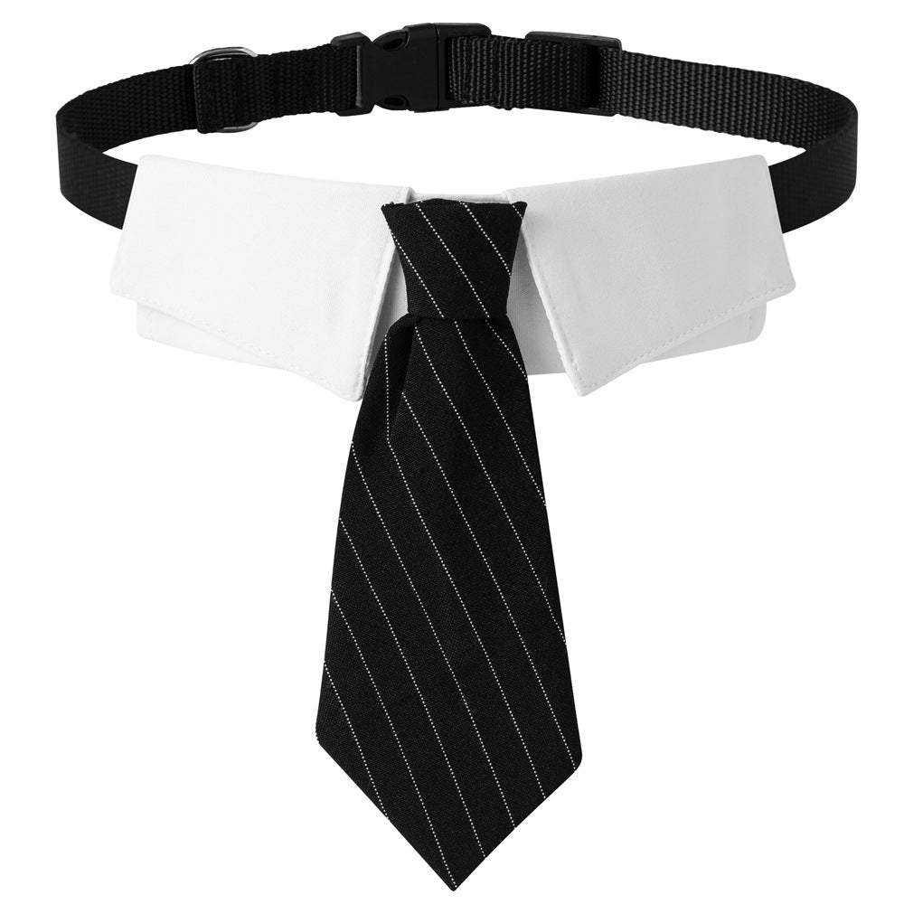 Black Pinstripe Dog Tie Collar