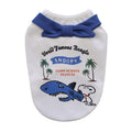 White Shark Graphic Dog Shirt with Navy Bow Collar