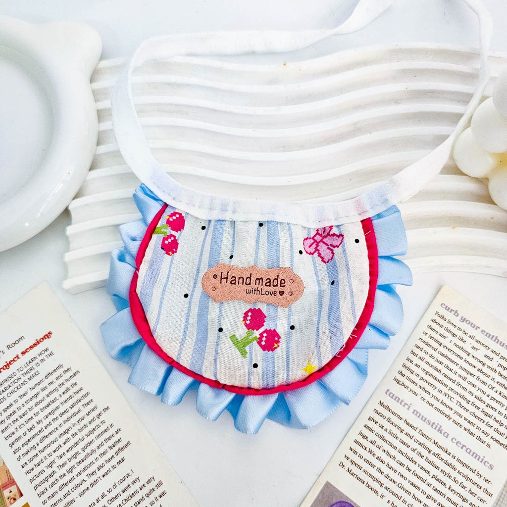 Ruffled Print Pet Bib with Neck Tie