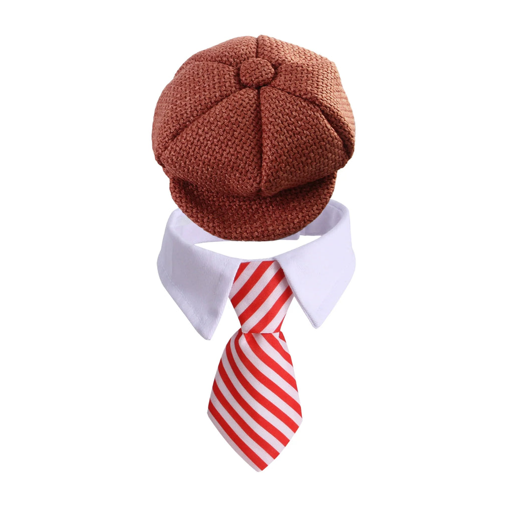 Vintage Pet Flat Cap and Tie Set
