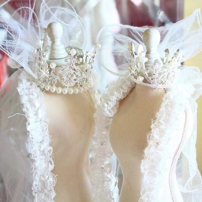 Pet Bridal Veil and Pearl Crown Set