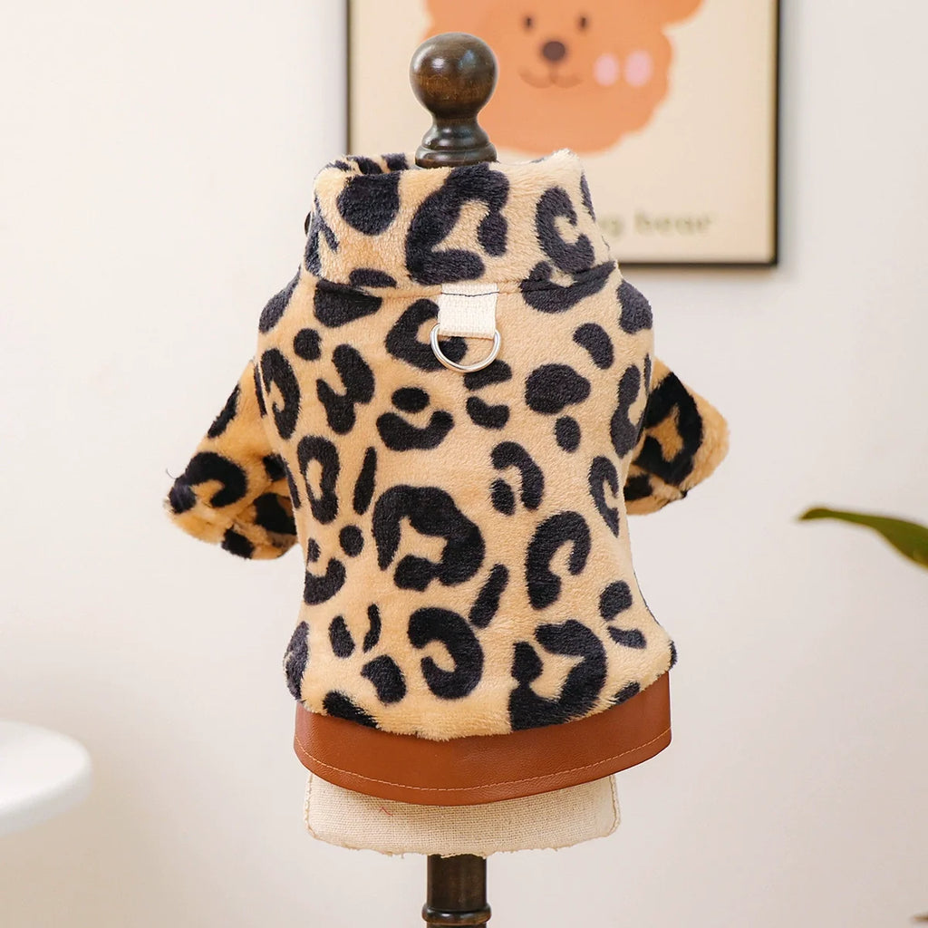 Leopard Plush Dog Jacket