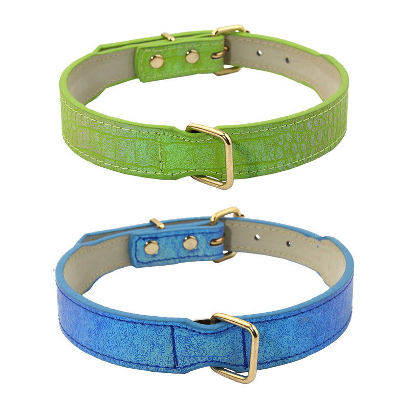 Croc-Textured Faux Leather Dog Collar