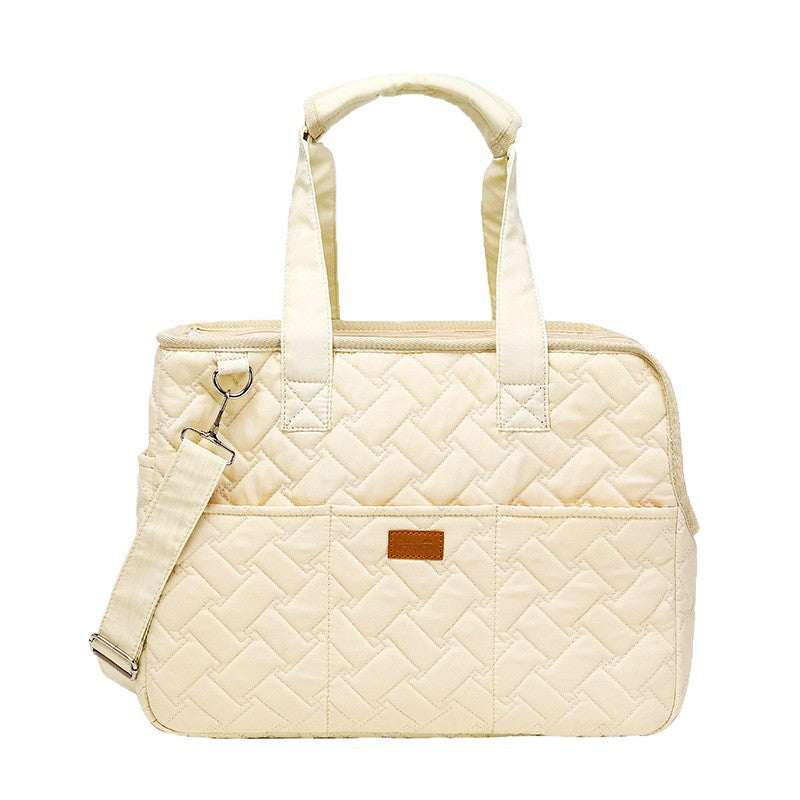 Cream Quilted Pet Carrier Bag