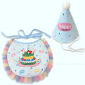 Blue Cake Pet Birthday Hat and Bib Set