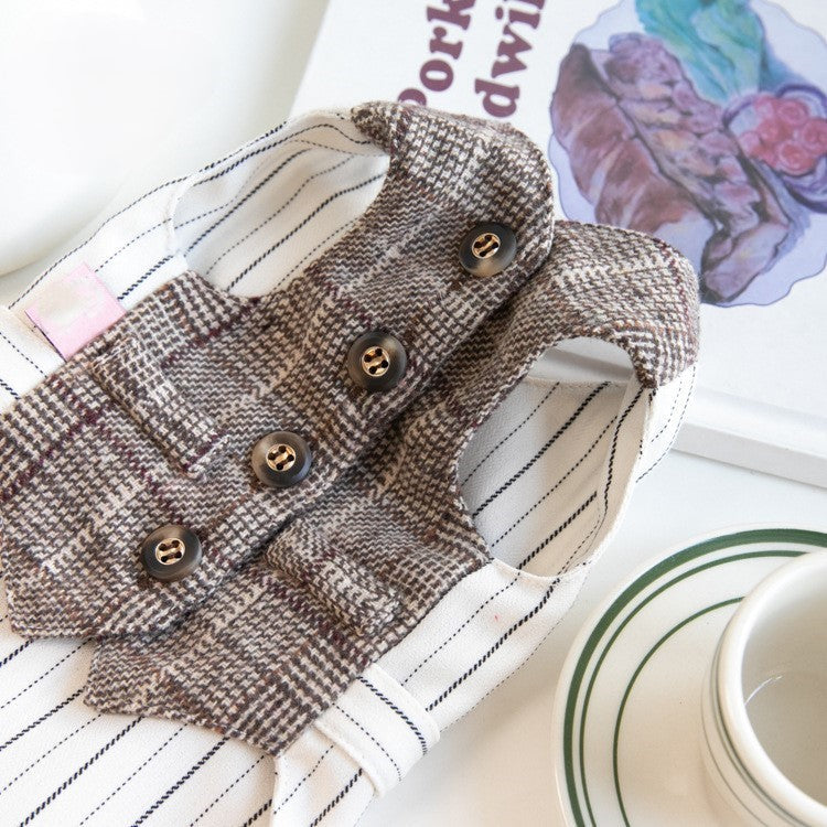 Brown Plaid Dog Suit Vest