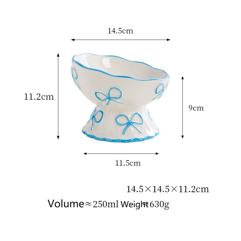 Bow Pedestal Ceramic Pet Bowl