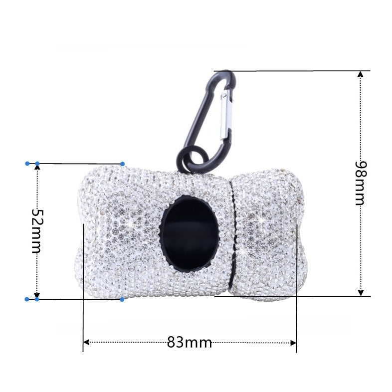 Rhinestone Bone Dog Waste Bag Holder