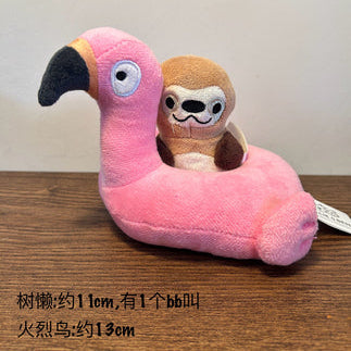 Sloth and Flamingo Plush Dog Toy