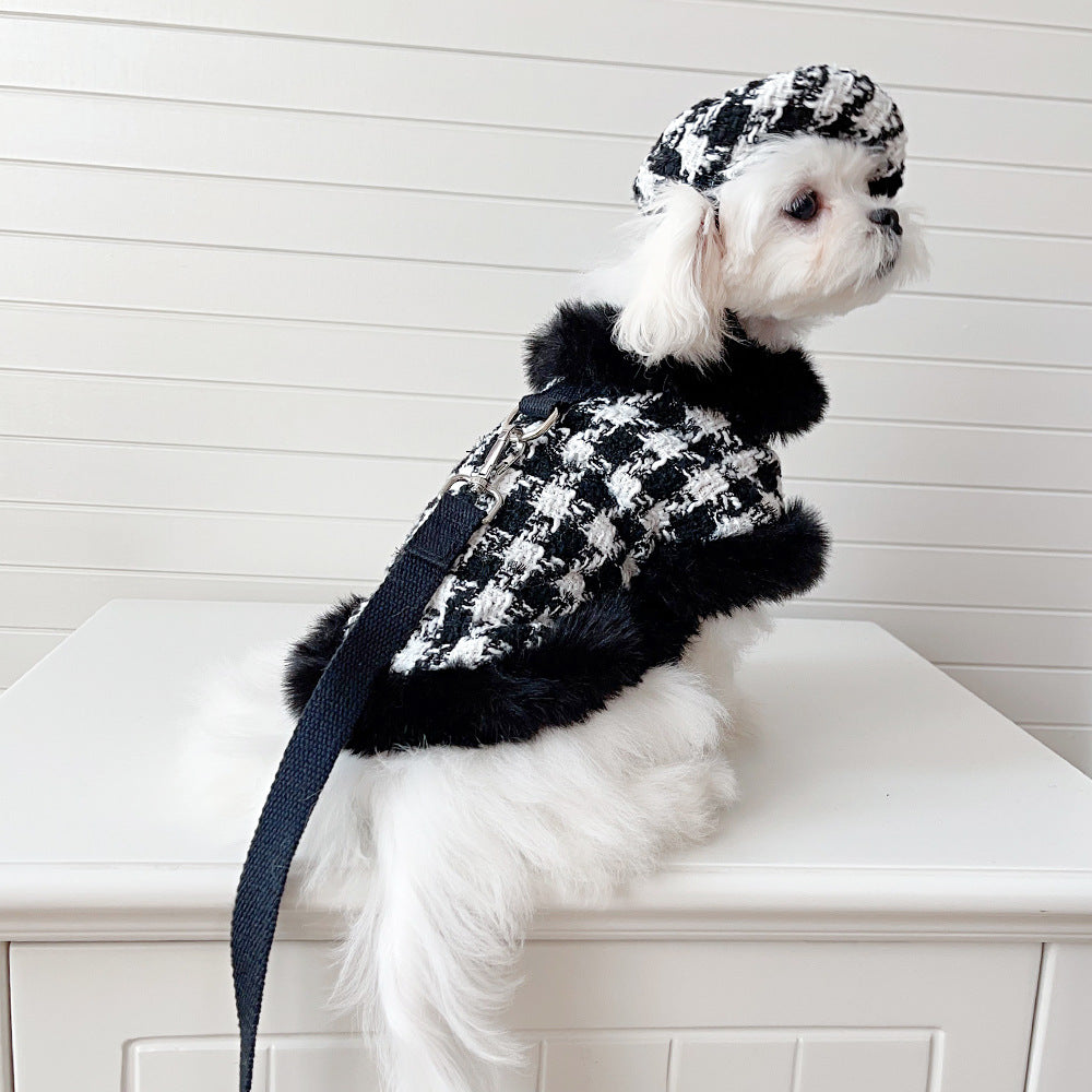 Houndstooth Dog Cape, Hat and Leash Set