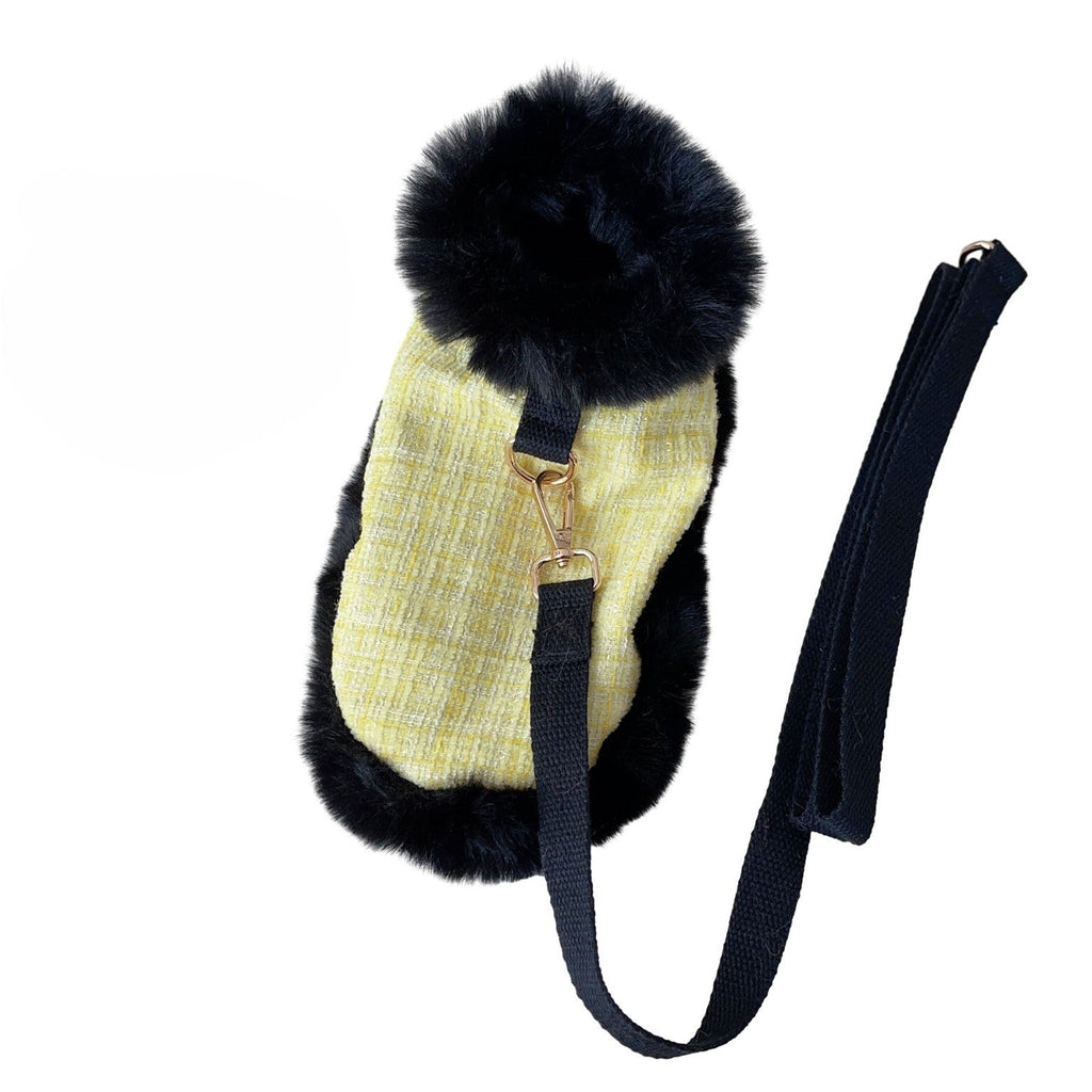 Yellow Tweed Dog Cape and Leash Set