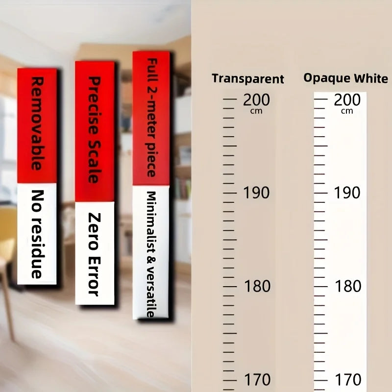 2m Wall Height Measurement Card - Modern Style, Durable PC Material, Writeable & Removable, Accurate 2m Per Sheet|Wall Decor