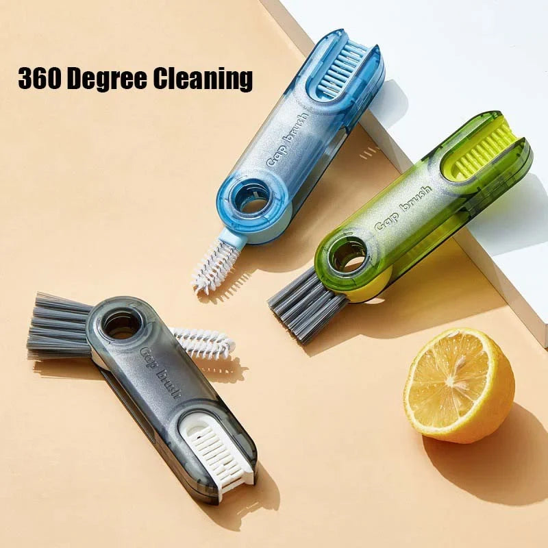 3-in-1 Milk & Water Bottle Cup Lid Cleaning Brush – Multi-Functional Straw & Crevice Cleaner, U-Shaped Bottle Gap Cleaning Tool