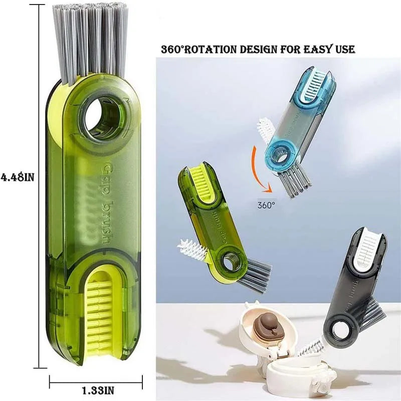 3-in-1 Milk & Water Bottle Cup Lid Cleaning Brush – Multi-Functional Straw & Crevice Cleaner, U-Shaped Bottle Gap Cleaning Tool