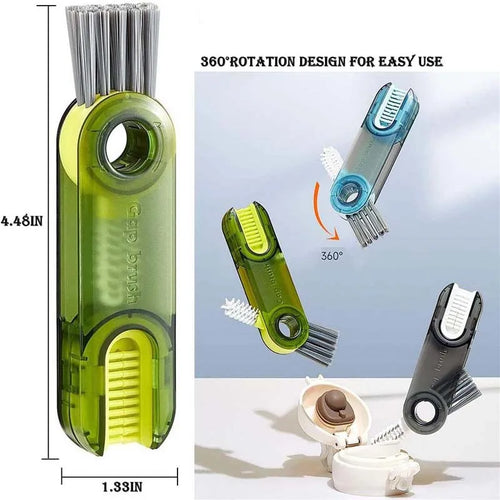 3-in-1 Milk & Water Bottle Cup Lid Cleaning Brush – Multi-Functional Straw & Crevice Cleaner, U-Shaped Bottle Gap Cleaning Tool