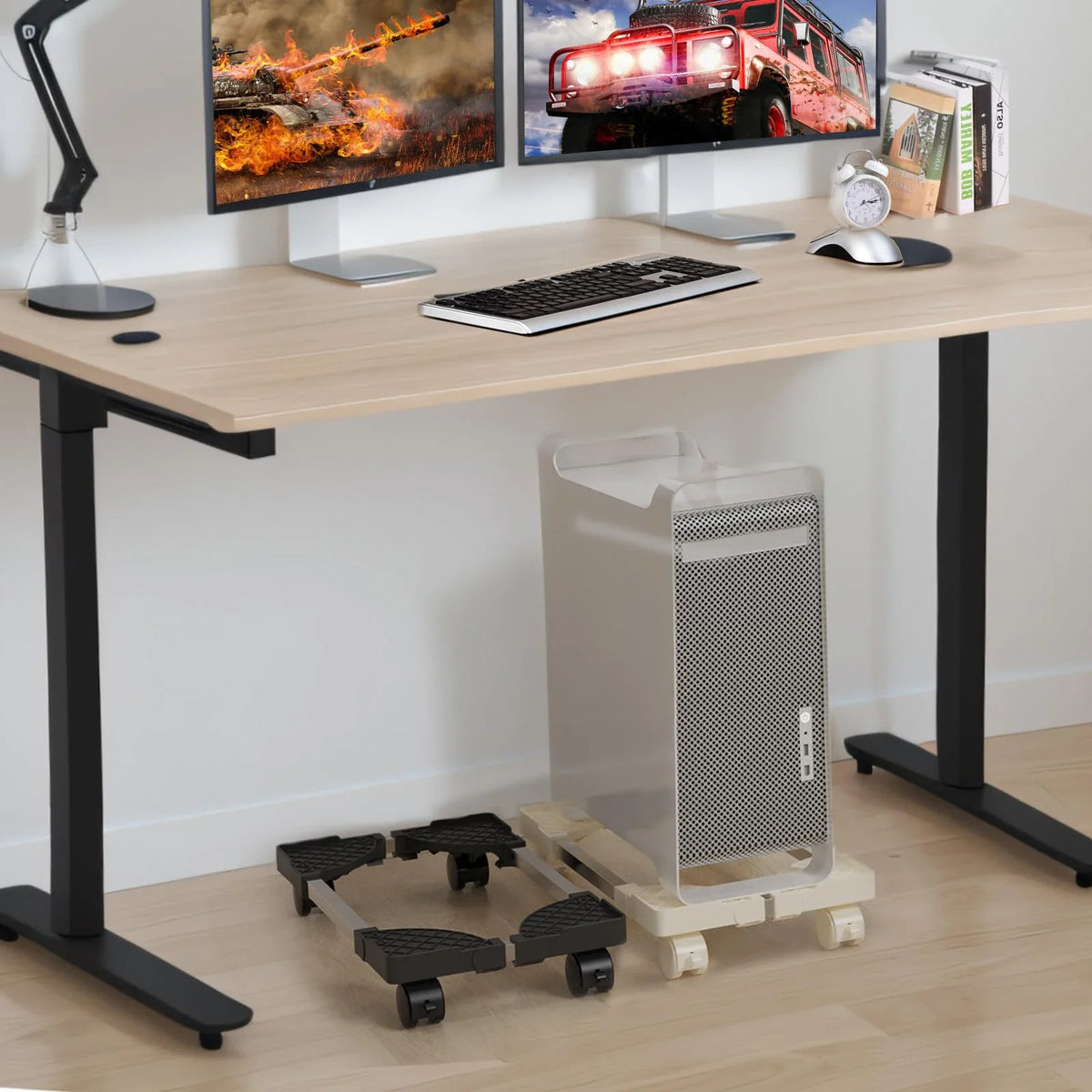 Computer Stand for Desktop Tower Fits Most PC Gaming Desk Accessories Pc Floor Riser Stand Adjustable Mobile CPU Stand