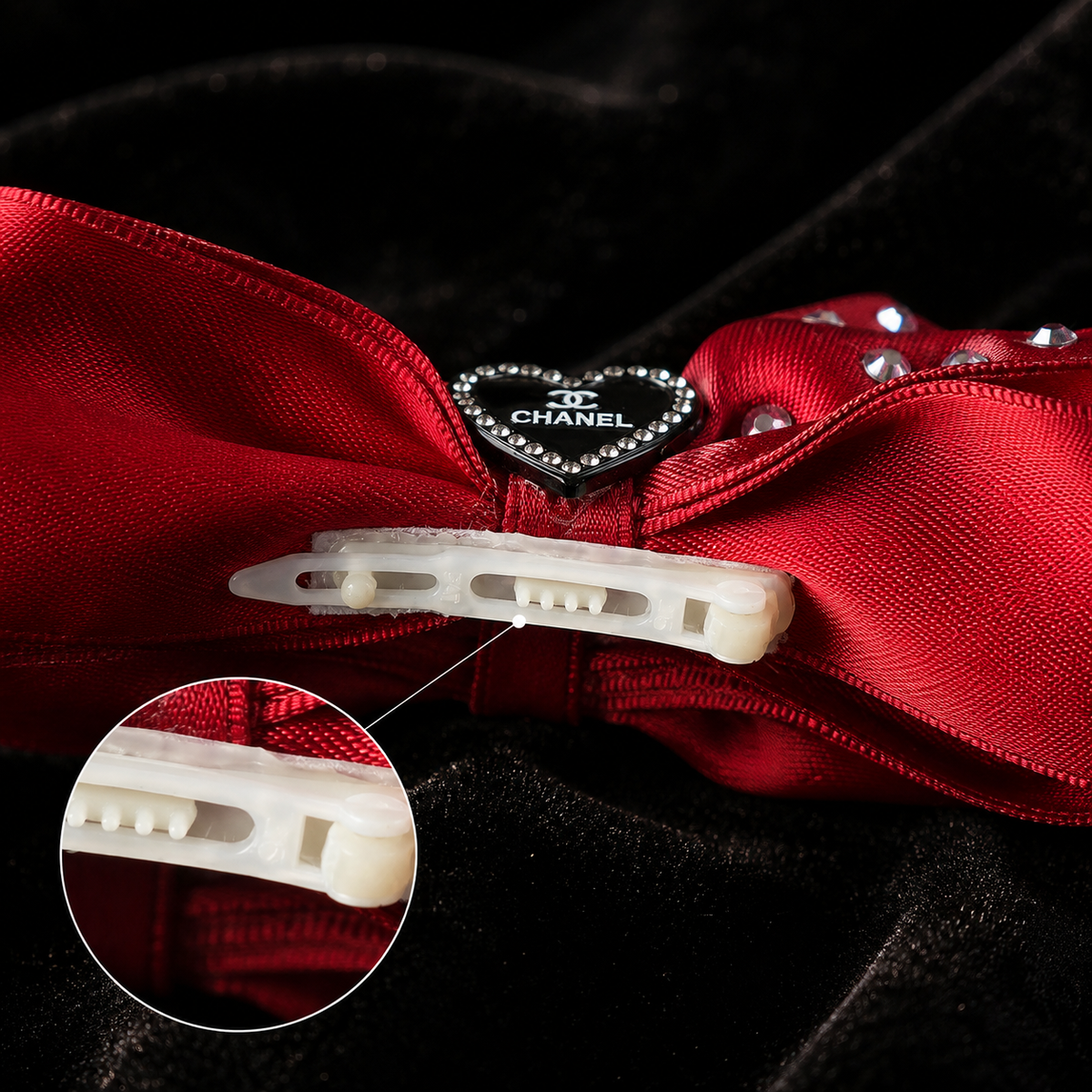 Satin Rhinestone Big Pet Bow Hair Clip
