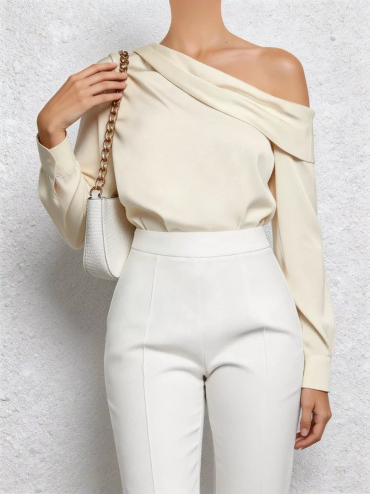 One-Shoulder Long Sleeve Blouse