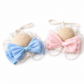 Lace Bow Straw Pet Hat