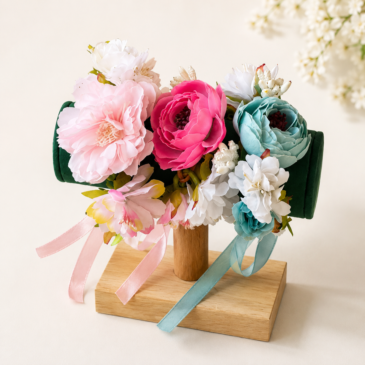 Floral Crown Pet Headpiece with Ribbon Ties