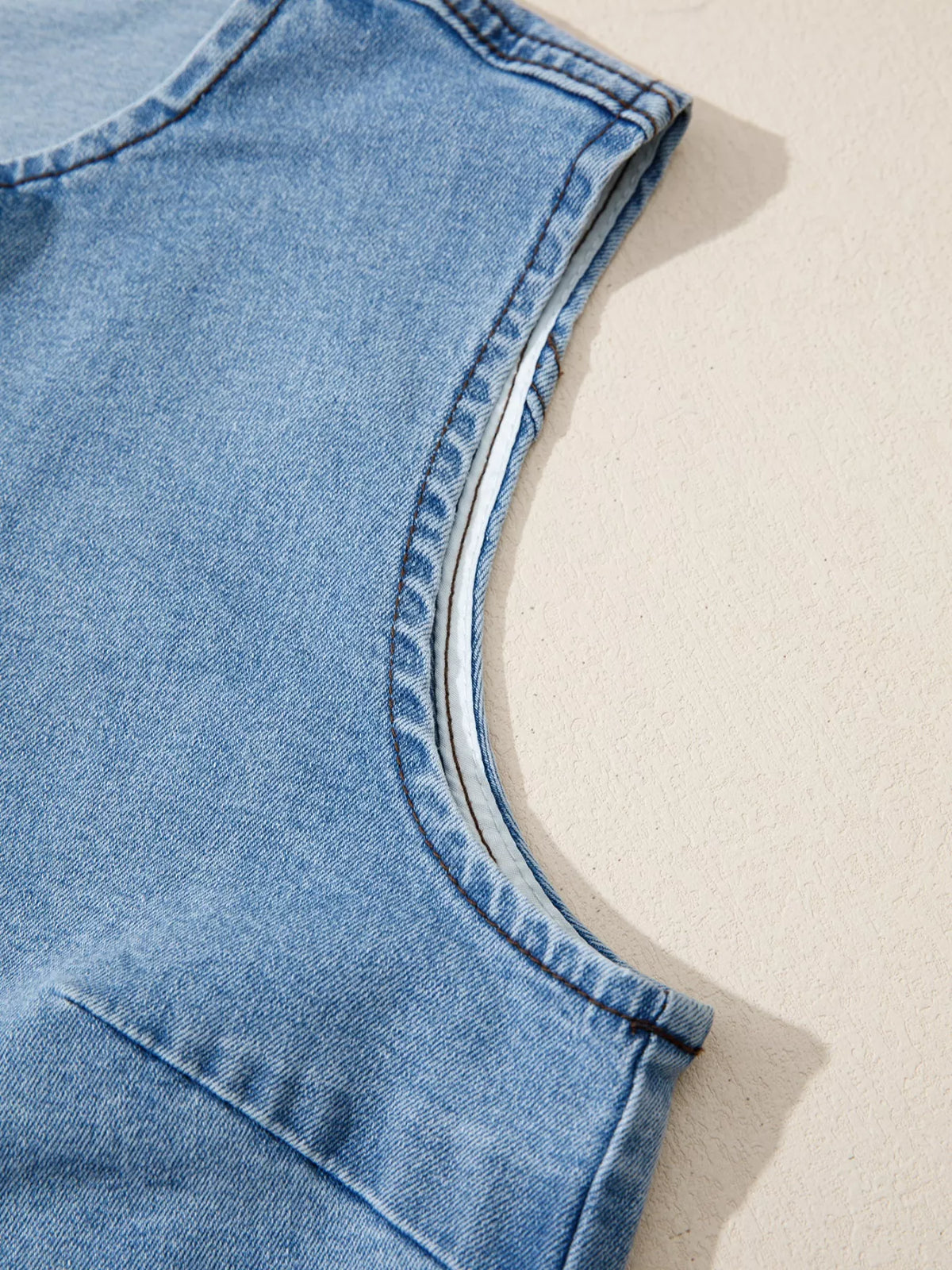 Buttoned Front Slit Denim Vest