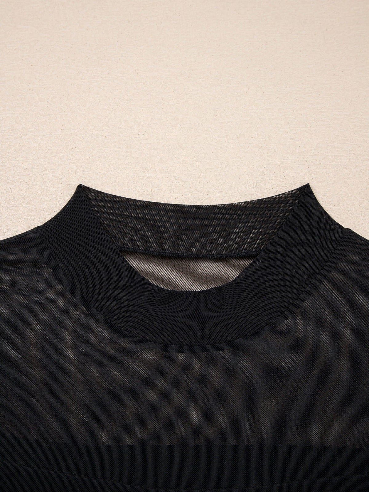Sheer Mesh Patchwork Cap Sleeve T Shirt