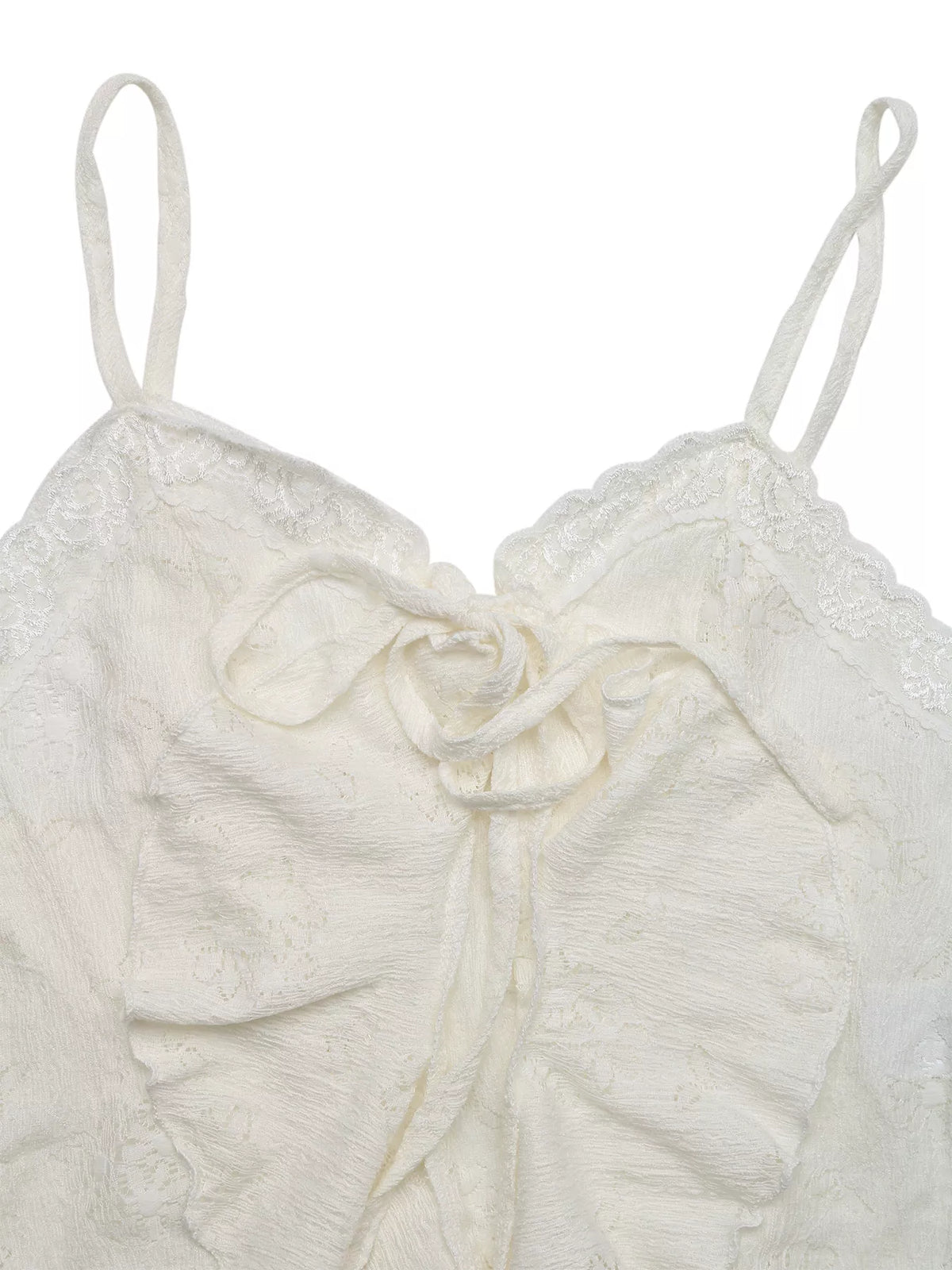 Lace Tie-Front Ruffle Hem Cami