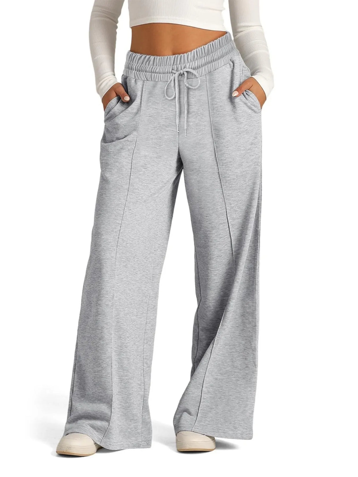 Full Size Drawstring Relaxed Fit Wide Leg Pants Plus Size