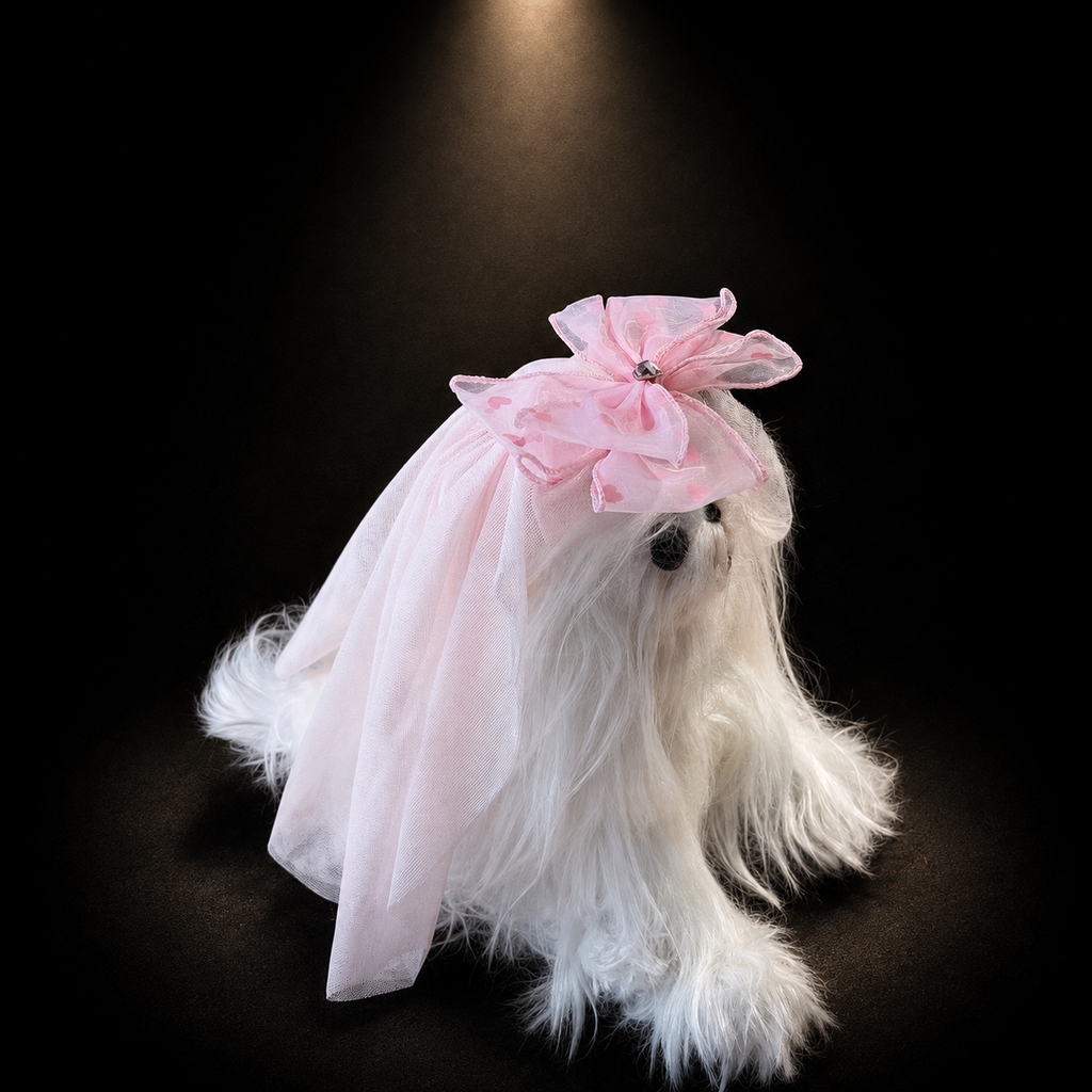 Tulle Bow Pet Veil Hair Clip