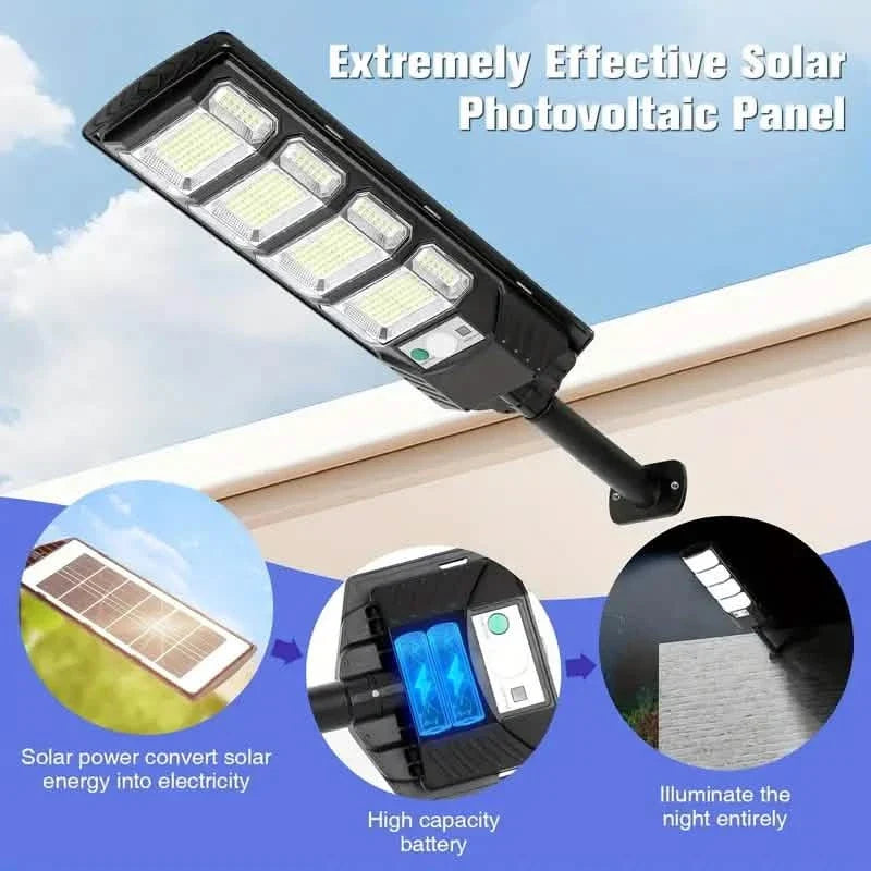 Bright Solar Street Light with Wide Angle Motion Sensor and Remote Control