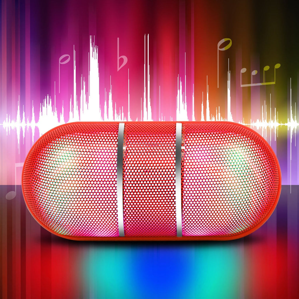 Ultra-Portable Rainbow LED Wireless Speaker - Red