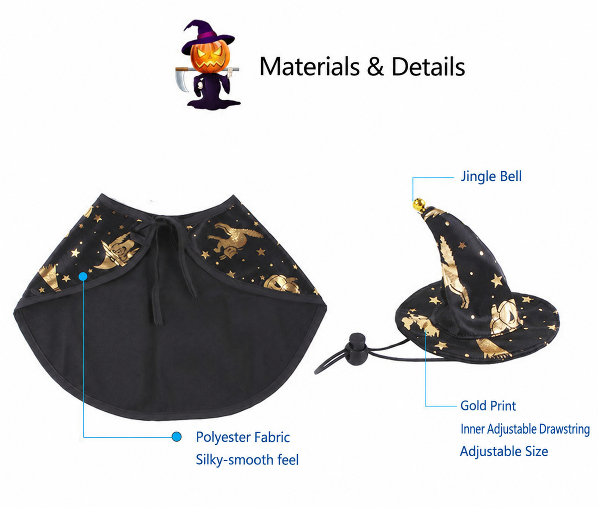 Wizard Pet Cape and Hat Set