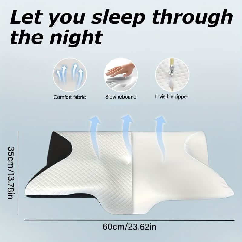 Ergonomic Memory Foam Neck Pillow – Slow Rebound, Back & Side Sleeper
