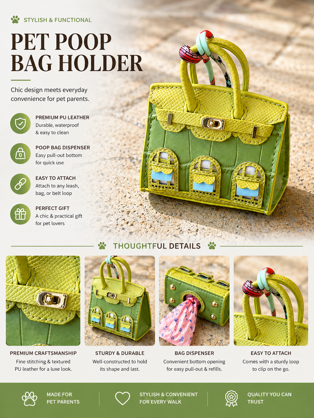 Boutique Handbag Dog Waste Bag Holder