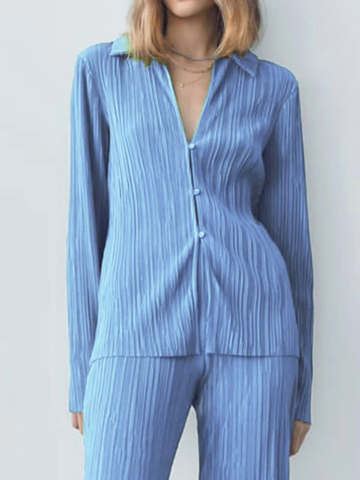 Texture Long Sleeve Top and Pants Lounge Set
