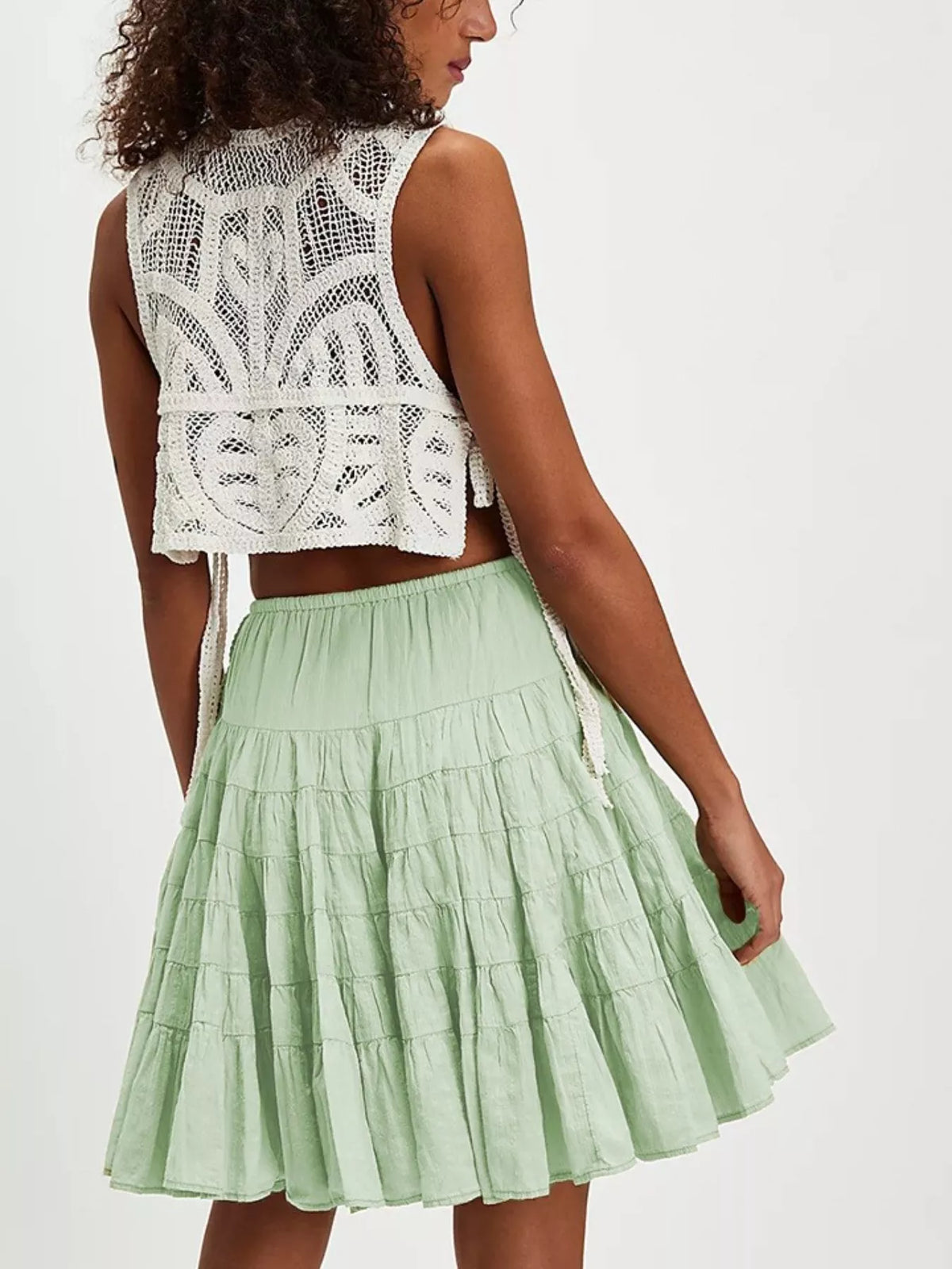 Tiered Drawstring Mini Skirt