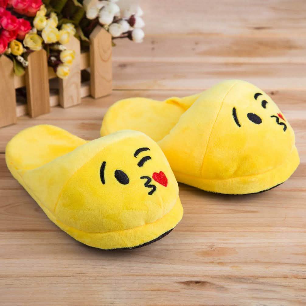 Cute And Fun Plush Emoji Slippers