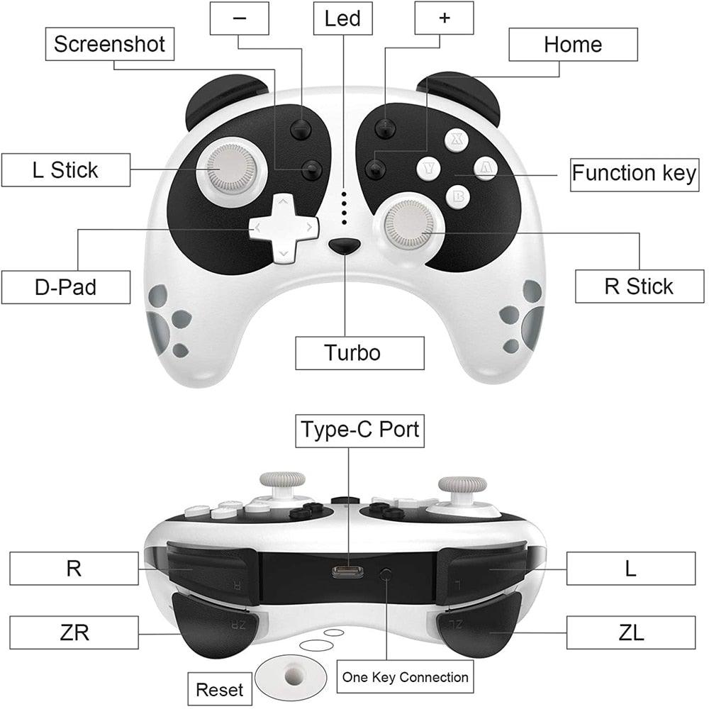 Cute Black White Joystick Wireless Bluetooth Panda Joystick Remote Controller Gamepad Compatible With For PC Laptop