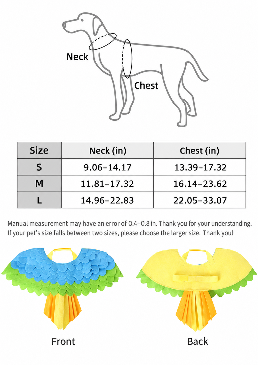 Parrot Wing Pet Costume