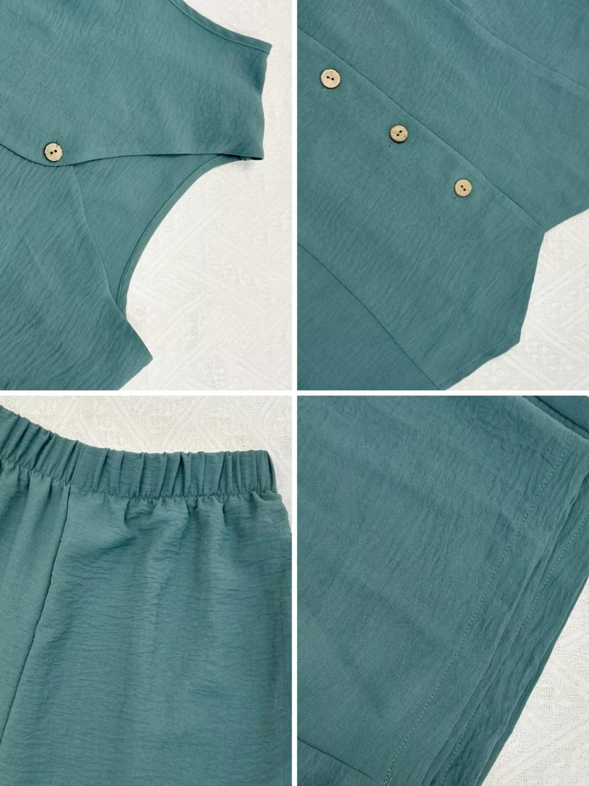 Button-Down Vest & Wide Leg Pants Set