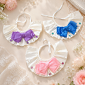 Satin Ruffle Pet Bib with Bow and Gems