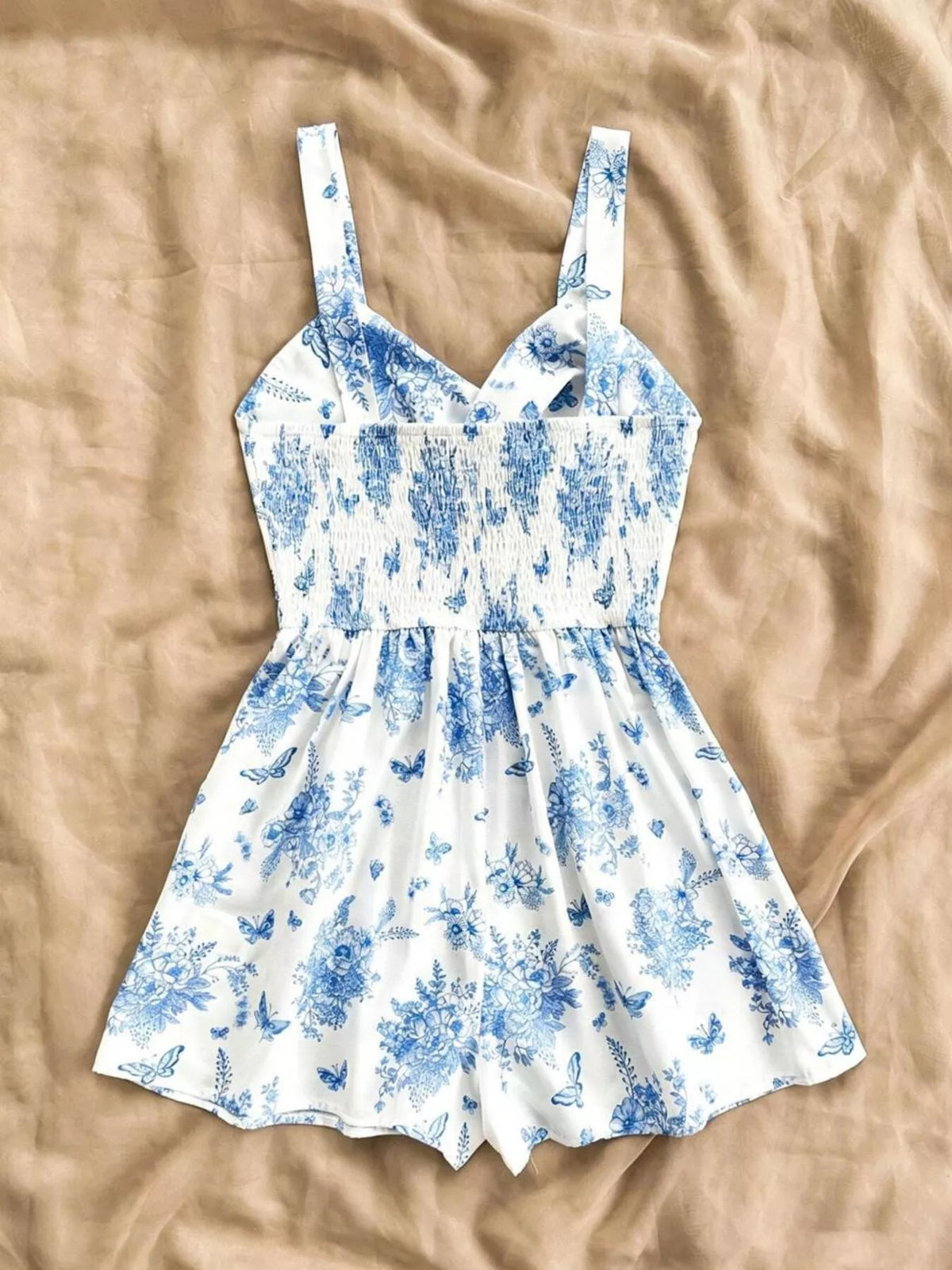 Floral Print Twist Front Cutout Romper