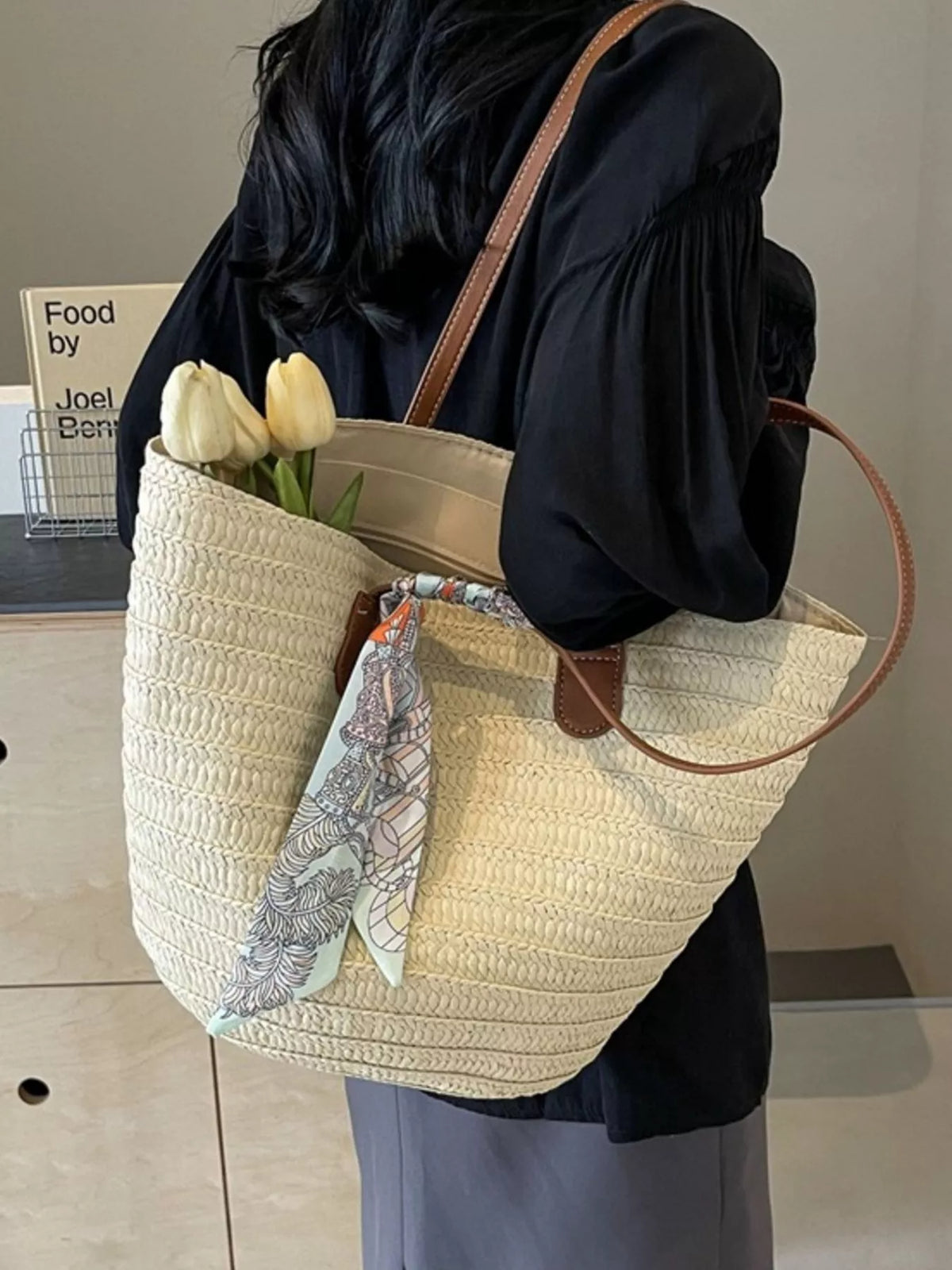 Woven Straw Shoulder Bag