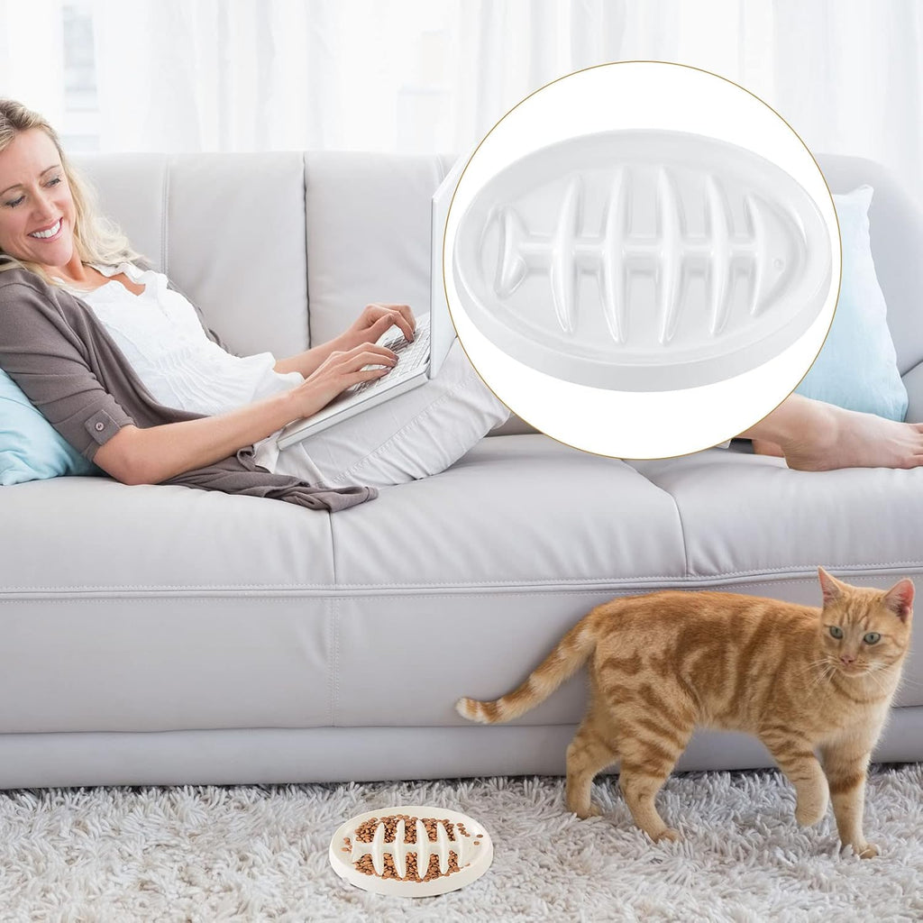 Cat Slow Feeder Bowl Slow Feed Cat Dish Fishbone Cat Slow Feeder Small Interactive Dog Feeder Dish Anti Gulping Pet Bowl For Cat And Dog Slow Eating To Against Bloat