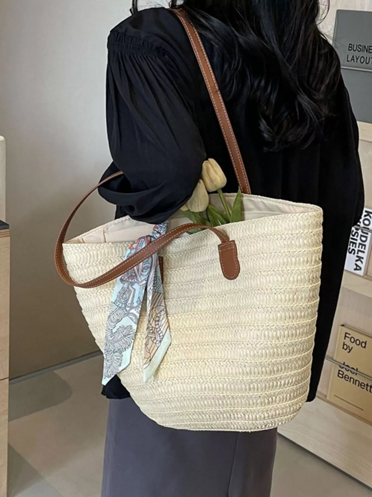 Woven Straw Shoulder Bag