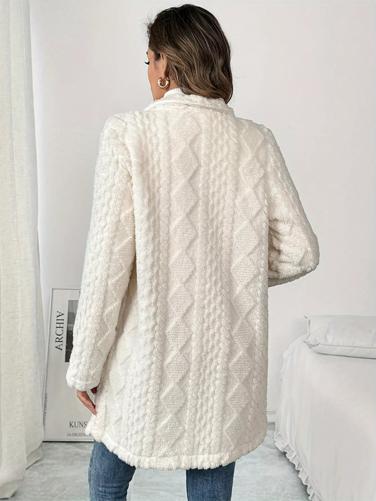 Fleece Double-Breasted Longline Coat